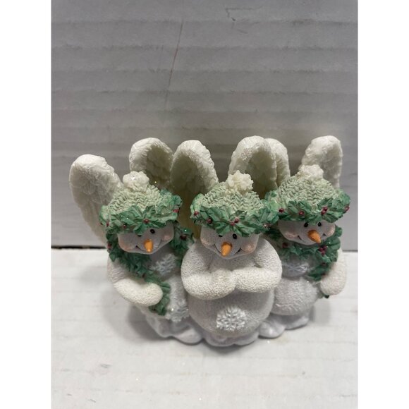 Trio of Snowmen Angel Figurine Table Mantel Decor by Gantz - Picture 2 of 10